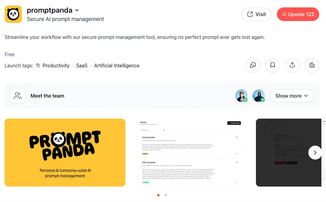 PromptPanda on Product Hunt