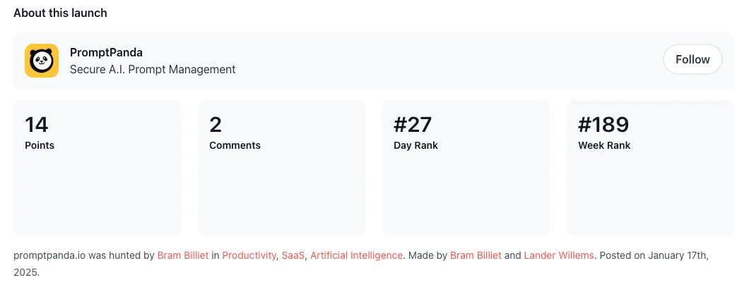 PromptPanda on Product Hunt