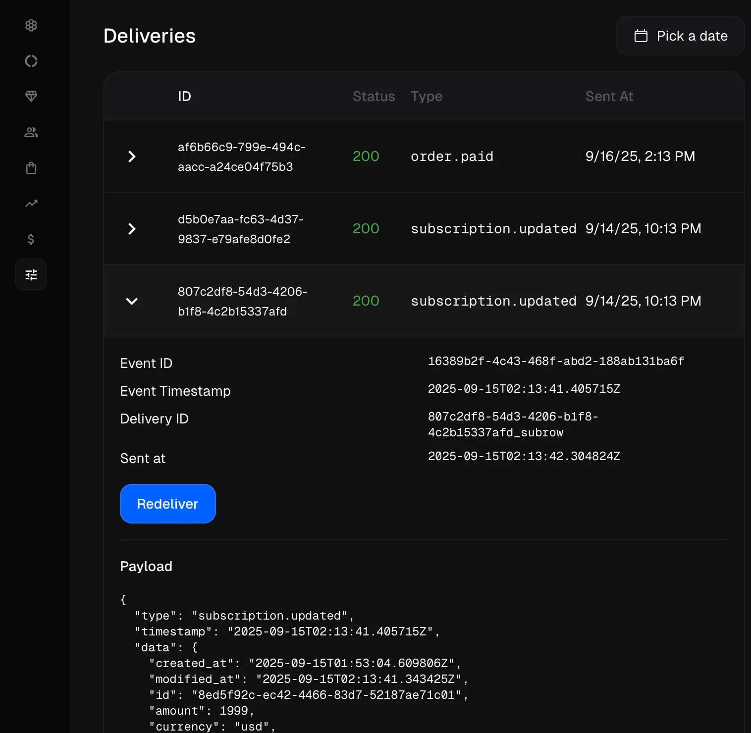 How to check webhook logs in Polar dashboard